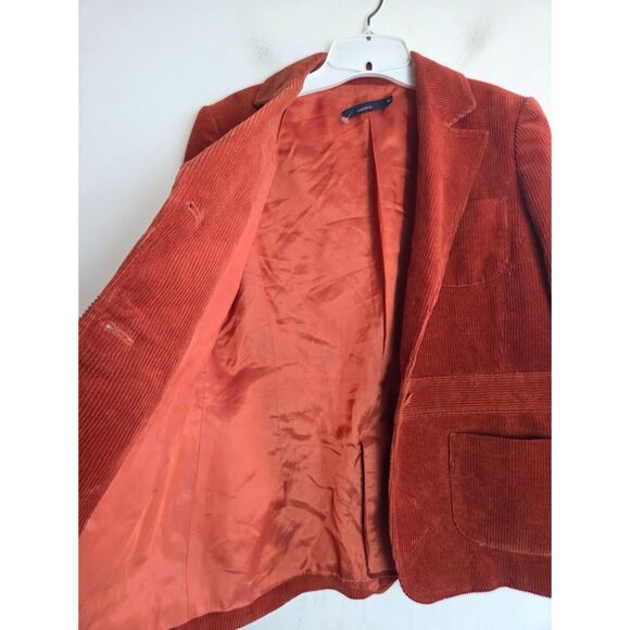 Cortefiel Women Brown Red 100% Cotton Corduroy 2 Button Blazer size 44/US Large - Picture 5 of 8